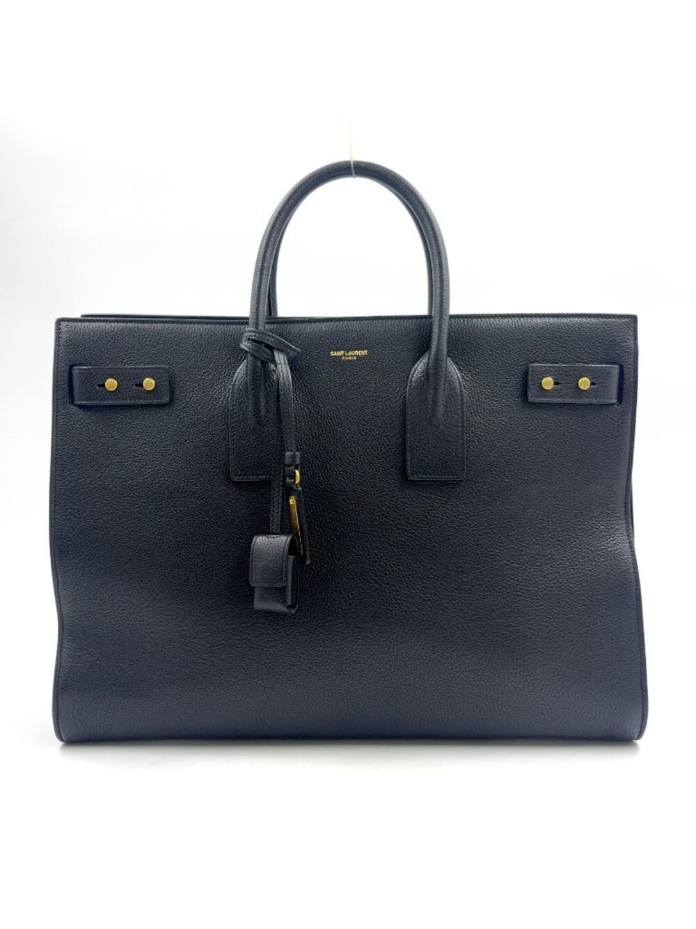 Saint Laurent Paris Sac de Jour Business Gray Leather Black Tote Bag Gold
